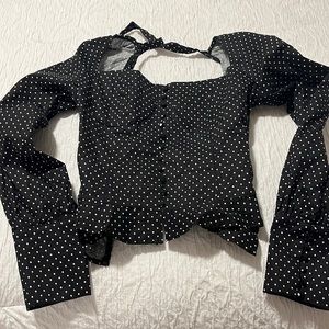 Black and white polka dot too with tie back